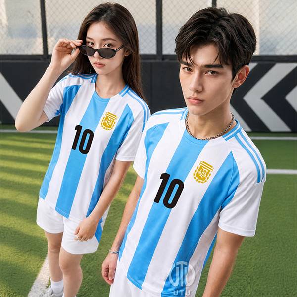 UTU101 아르헨티나 홈 선수용 쟈가드 축구복 반팔 상하 세트[4XL 빅사이즈 가능]
